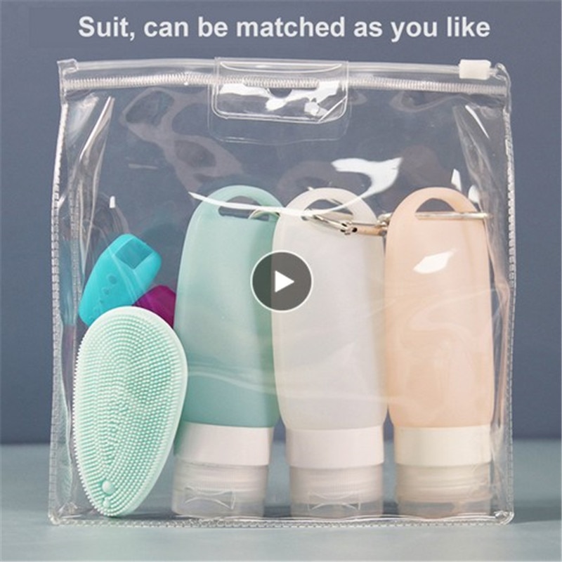 3 unids/set de botellas vacías, caja de almacenamiento de silicona de viaje, llavero, botella de champú, recipiente para Gel de ducha, portátil, duradero