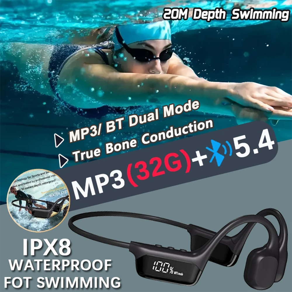 S10 Knochen leitung Bluetooth Headset IPX8 Neckband Kopfhörer Bluetooth 5.4 Schwimm kopfhörer 32GB Sport Ohrhörer Ohrhörer