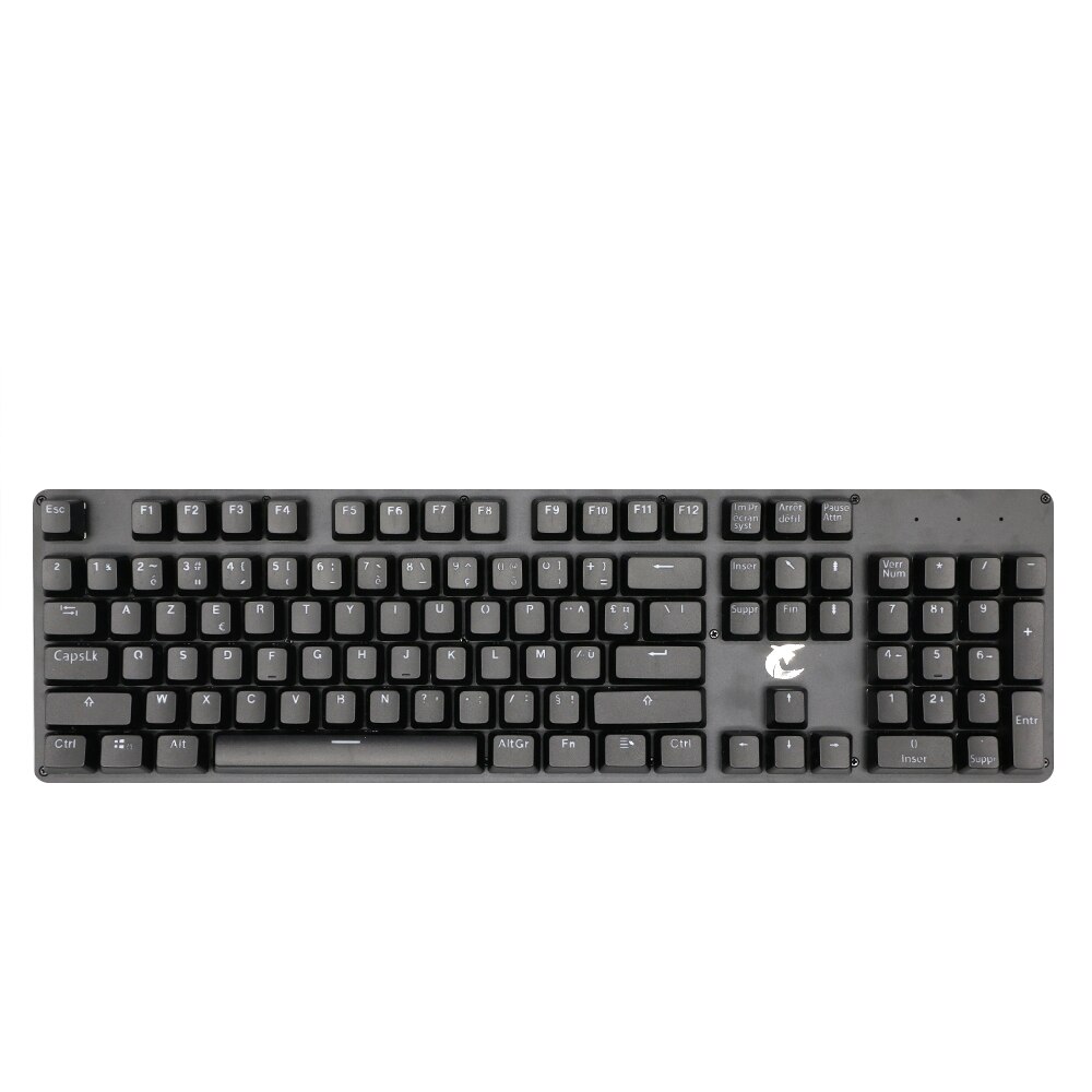 104pcs Russian/Spanish/French/Korean Keycaps OEM Profile Backlit Transparent Keycaps For Gaming Mechanical Keyboard ISO Layout: Black-French