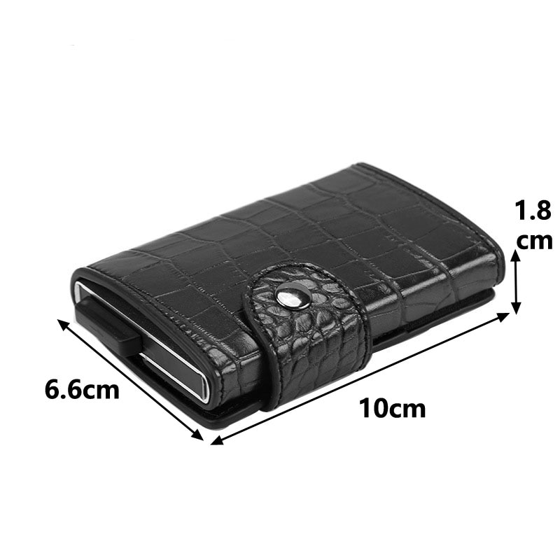 Metall kredittkortholder automatisk elastisk vintage kort id holdere aluminium lommebok pu skinn anti-tyveri rfid blokkerende lommebok
