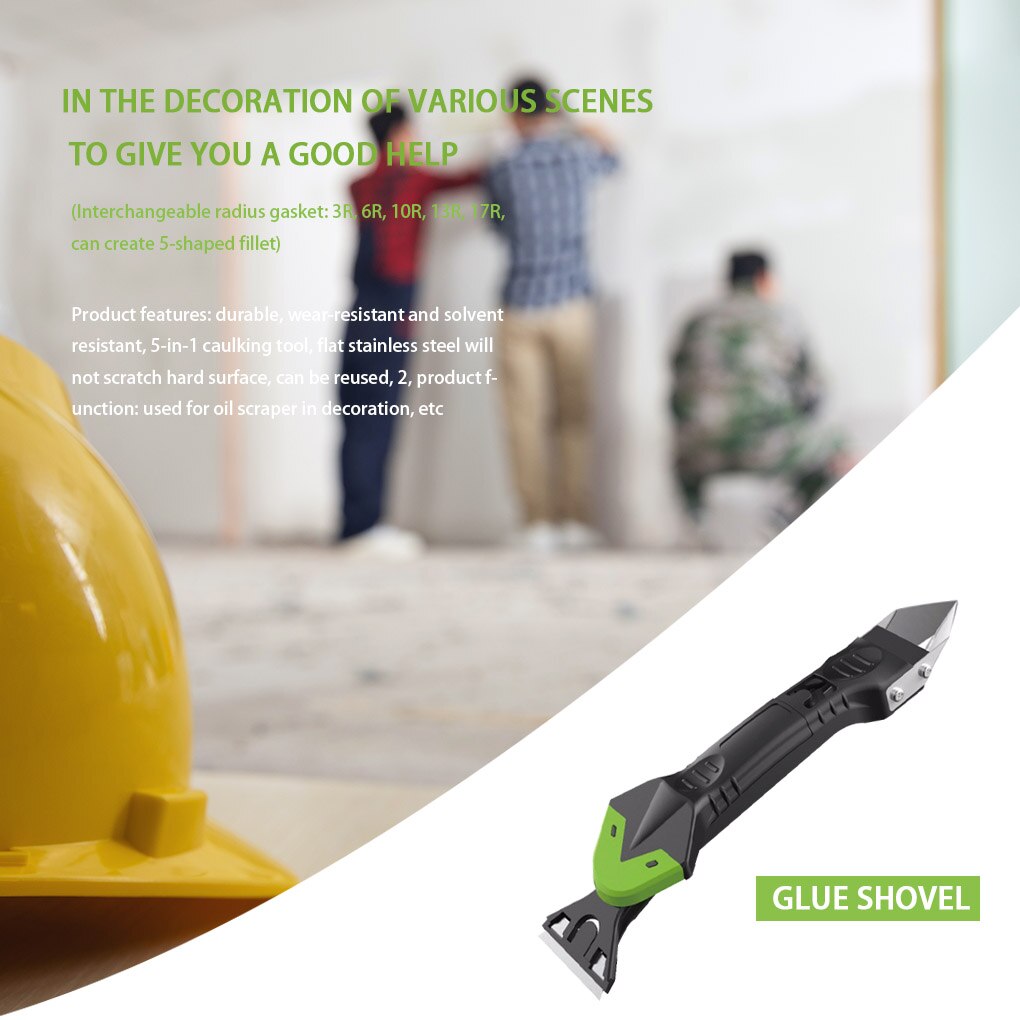 5-in-1 Caulk Scraper Silicone Sealant Grout Finisher Grout Scraper Smooth Shovel Wall Corner Window Sealant Removal Hand Tool