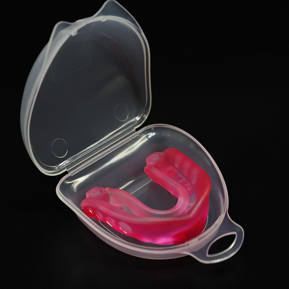 Soft Teeth Protect Safety Sports EVA Odorless Football Mouth Guard Basketball Boxing Sanda Training Universal Adults With Box: Roze