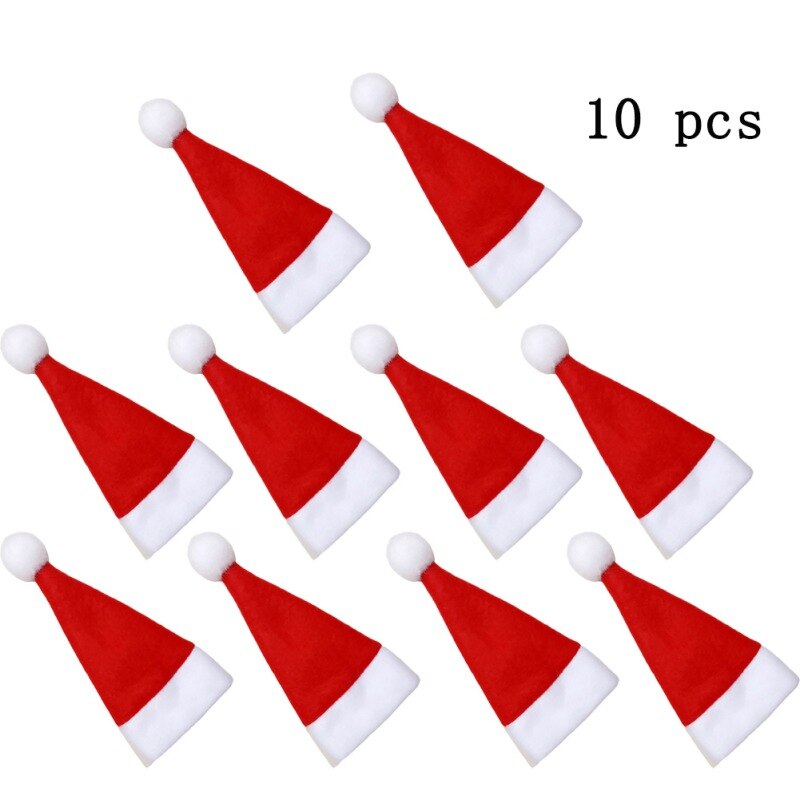 10PCS Mini Kerstman Hoed Wijn Kurken Santa Hoed Creatieve Kerst Home Decoratie Kerst Party Restaurant Decoratie: Default Title
