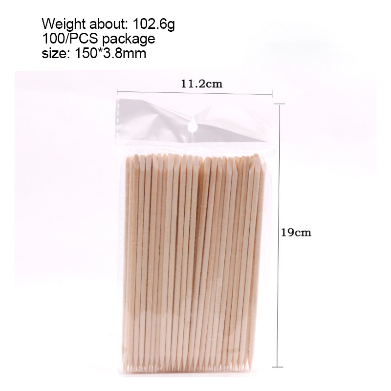 Nail Wooden Cuticle Pusher Set Double-ends Orange Wood Sticks Cuticle Removal Nail Art Sticks Exfoliating Pedicure Manicure Tool: 150mm 100pcs