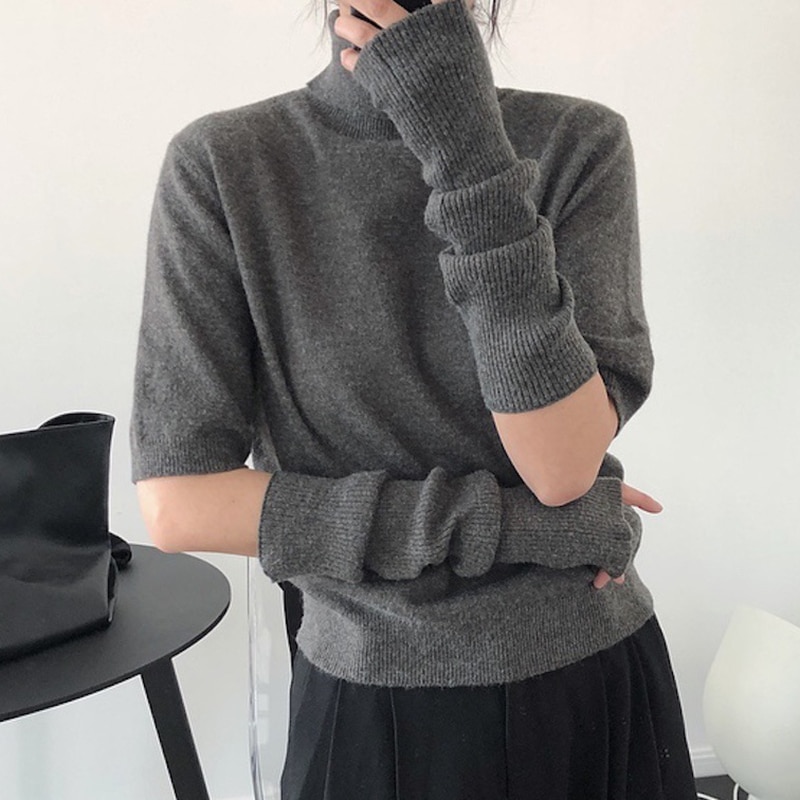 Twotwinstyle koreanske strikkede ærmer til kvinder kausal minimalistisk overdimensionerede beige elasticitetshandsker femle vinter
