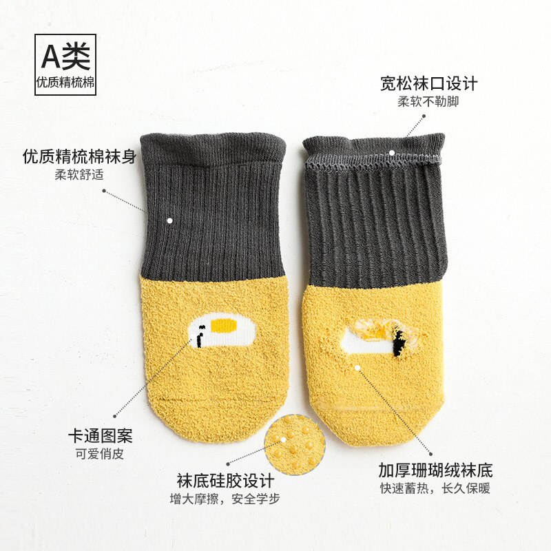 3 pares/lote antiderrapante bebê meias para a criança recém-nascidos crianças inverno veludo engrossar não deslizamento meias longas quente menino menina