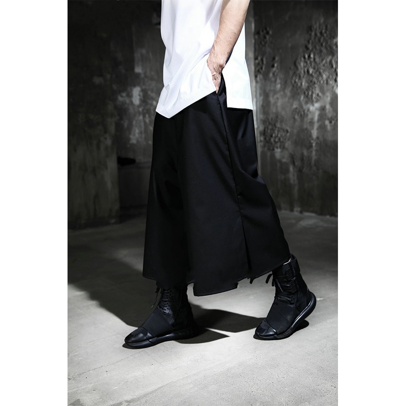 Pantalon large fendu sur le côté pour homme, style décontracté, tendance, style coréen, grande taille, ample, à neuf points, style harem