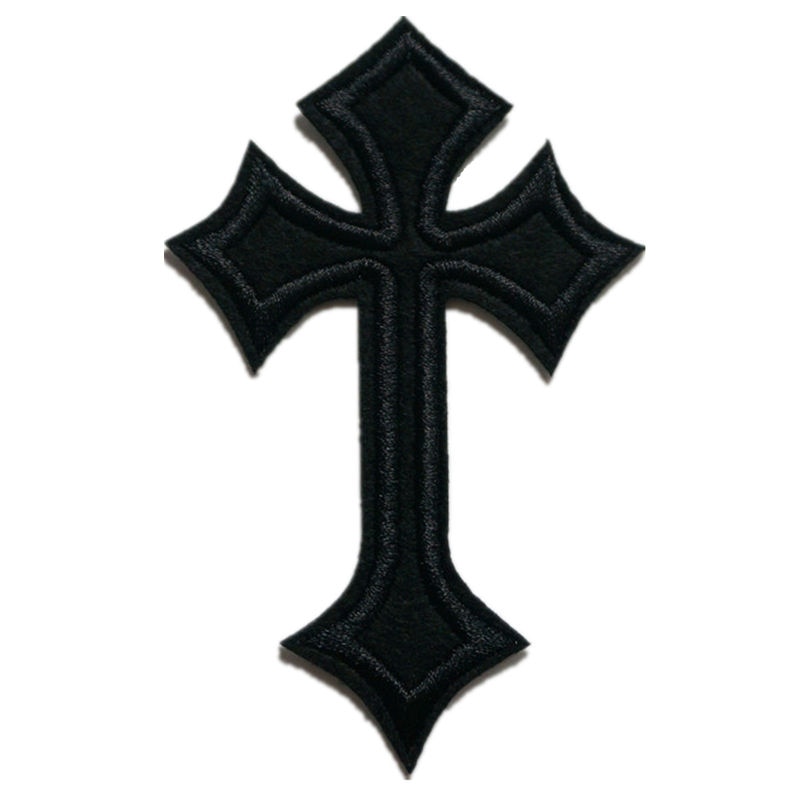 Sorte broderipatches jesus cross sy jern på broderede gotiske badges til taske jeans hat t shirt diy applikationer håndværk indretning