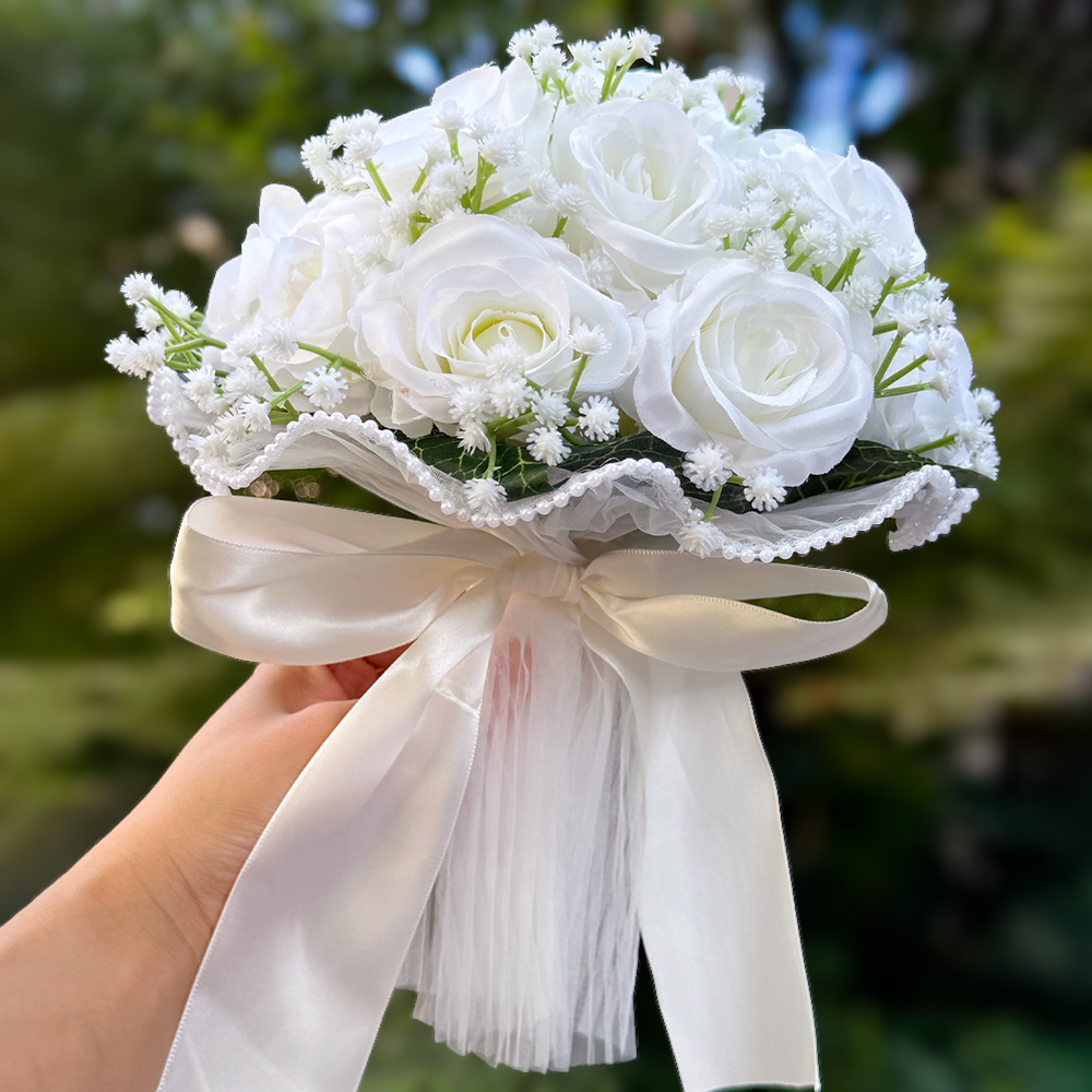 Babysbreath-Rosensträuße für sterben Braut, künstlicher Blumenstrauß für Hochzeiten Ich bin Freien, Valentinstag, Verlobungsfeiern