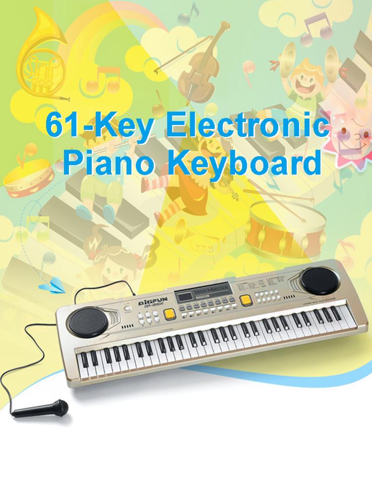 61 Keys Electronic Piano Keyboard Kids Piano Keyboard Music Instrument Learning Keyboard with Microphone for Kids Early Educatio: Default Title