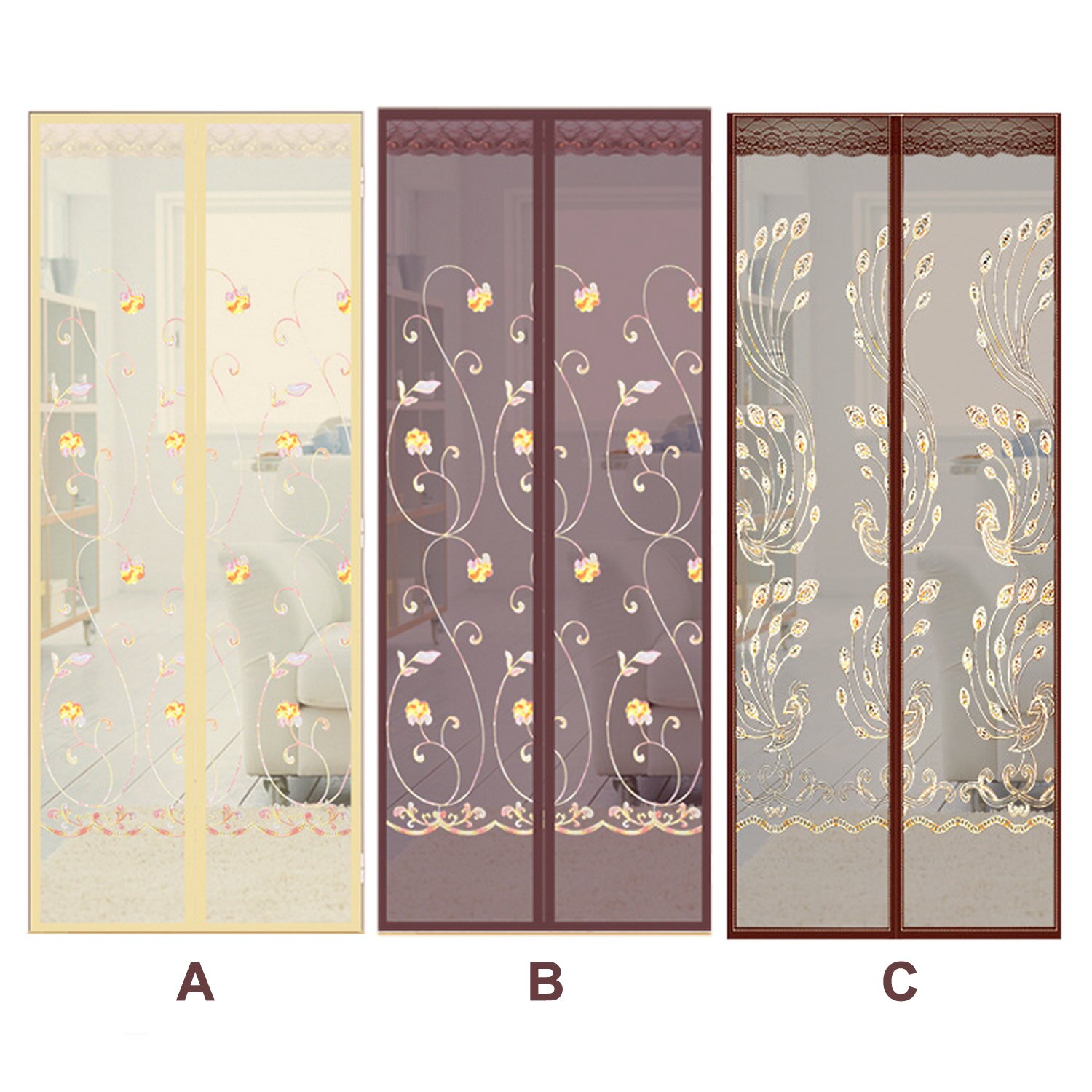 Cortina magnética de hilo suave para puerta, malla antiinsectos para habitaciones, cocina, 32x79 pulgadas, para verano
