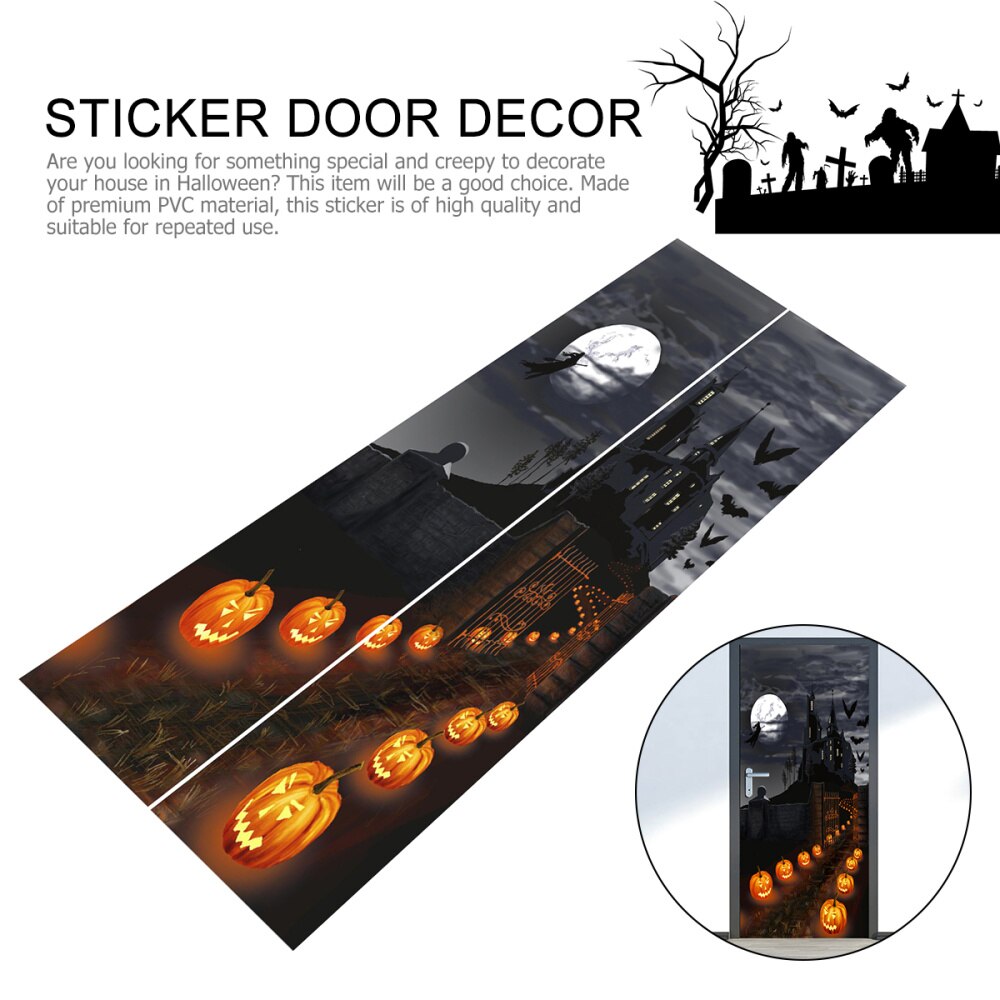 2 Stks/set Van Halloween Deur Sticker Deur Sticker Renovatie Pvc Deur Sticker Sticker Deur Decor Voor Dooor