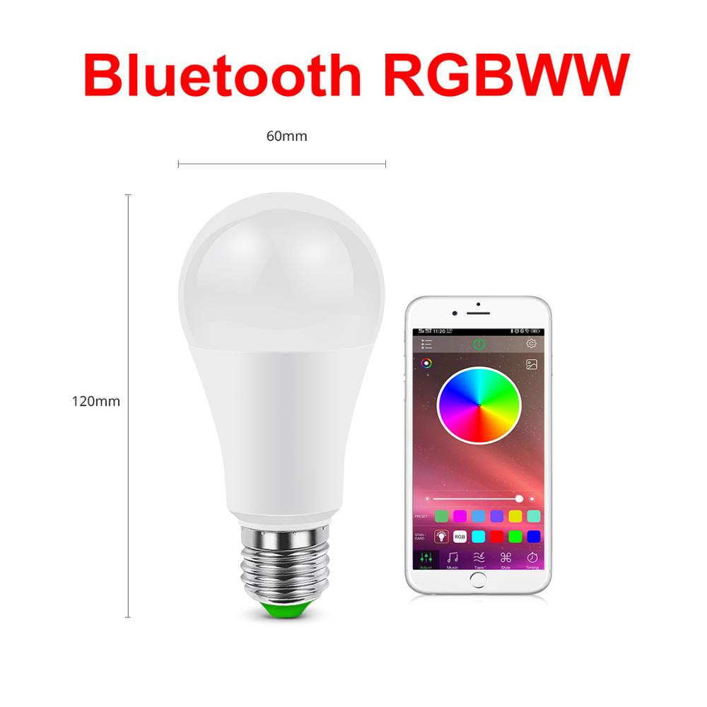 Smart dæmpbar led smart lampe hjemme bluetooth pære  e27 base  ac 85-265v rgbw rgbww neon pære musik bluetooth 4.0 app kontrol: Bluetooth rgbww