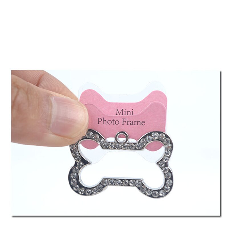 1pc hundekat-id-tags mini-benform pet-tags anti-mistet adressekort diamantvedhæng til hundehalsbånd