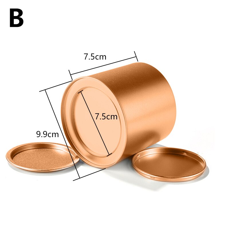 Empty Cylinder Tin Box Metal Tin Jars Iron Tea Box Candy Storage Boxes Bins Biscuit Container Candy Chocolate Organizer: B