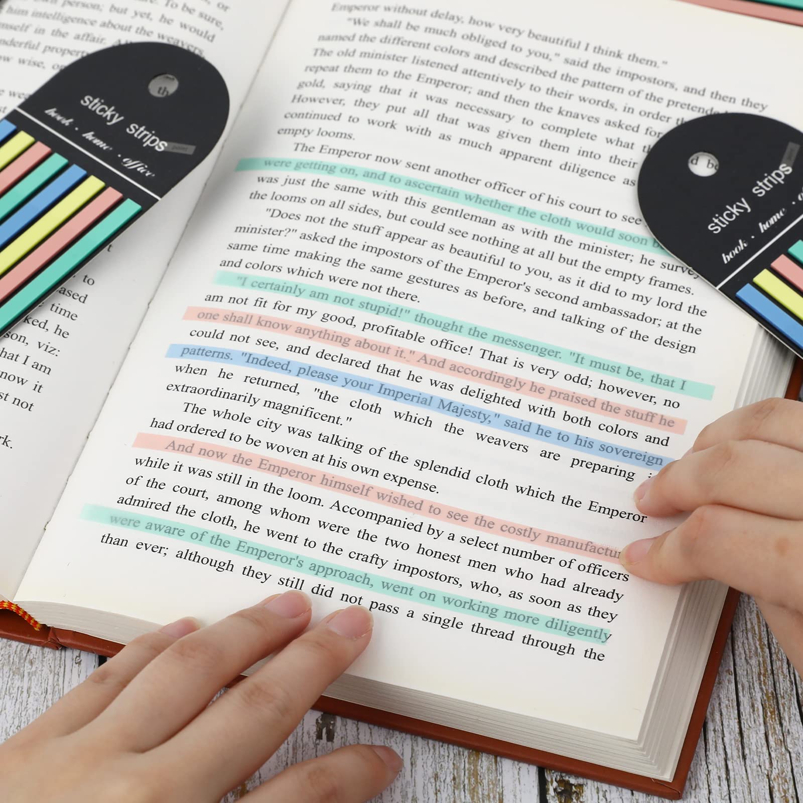Pegatinas de índice de tiras largas multicolores, pestañas de índice grabables para anotaciones de libros, cinta resaltadora de macarrón para memoria de notas