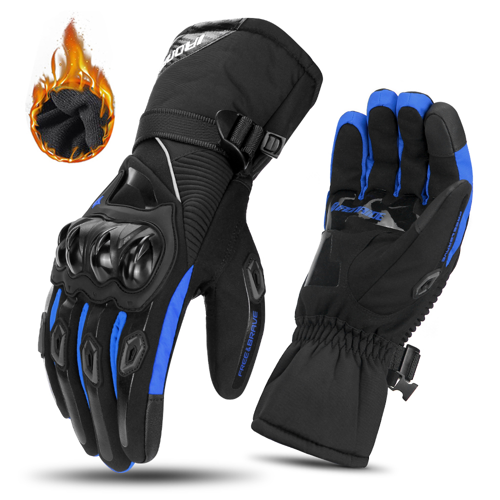 Guantes de Moto con pantalla táctil para motocross, Guantes protectores impermeables a prueba de viento para invierno, Guantes para Moto Luvas para montar: Negro / XL