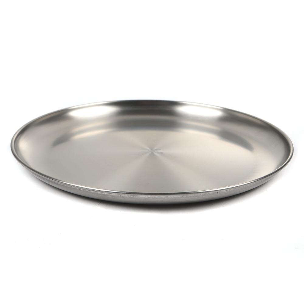 Køkken rustfrit stål rund tallerken tykkere picnic bbq kød grøntsag frugt brød smør holder beholder dia . 20/23 cm 1pc