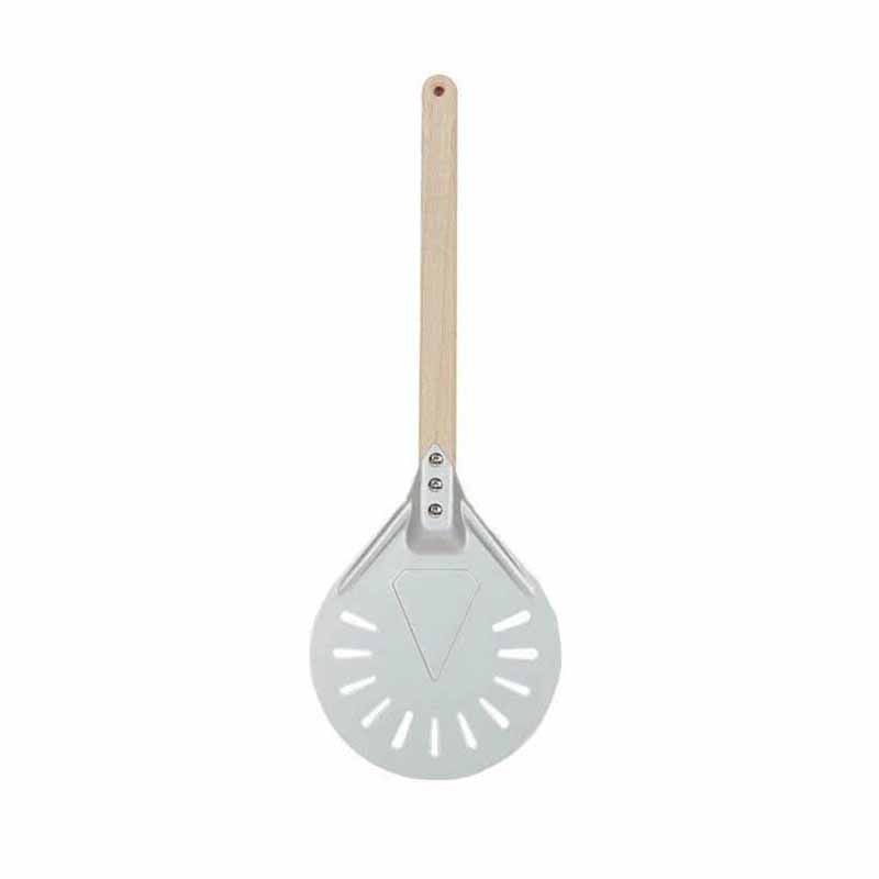 Perforated Pizza Turning Peel Pizza Shovel Aluminum Pizza Peel Paddle Short Pizza Tool Non Slip Wooden Handle Pizza Shovel: Default Title