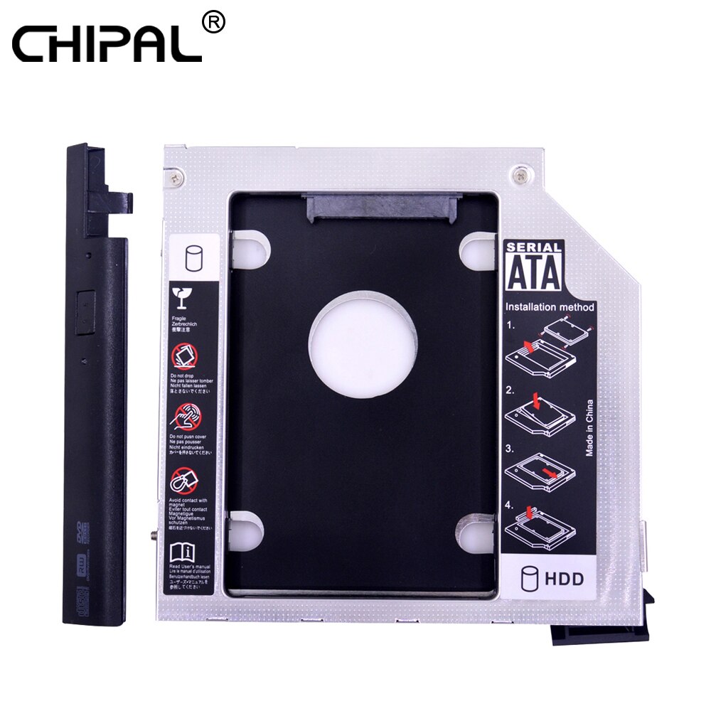 Chipal com dupla luz led 2nd hdd caddy 9.5mm sata 3.0 ejetor para dell latitude e6320 e6420 e6520 e6330 e6430 e6530 CD-ROM