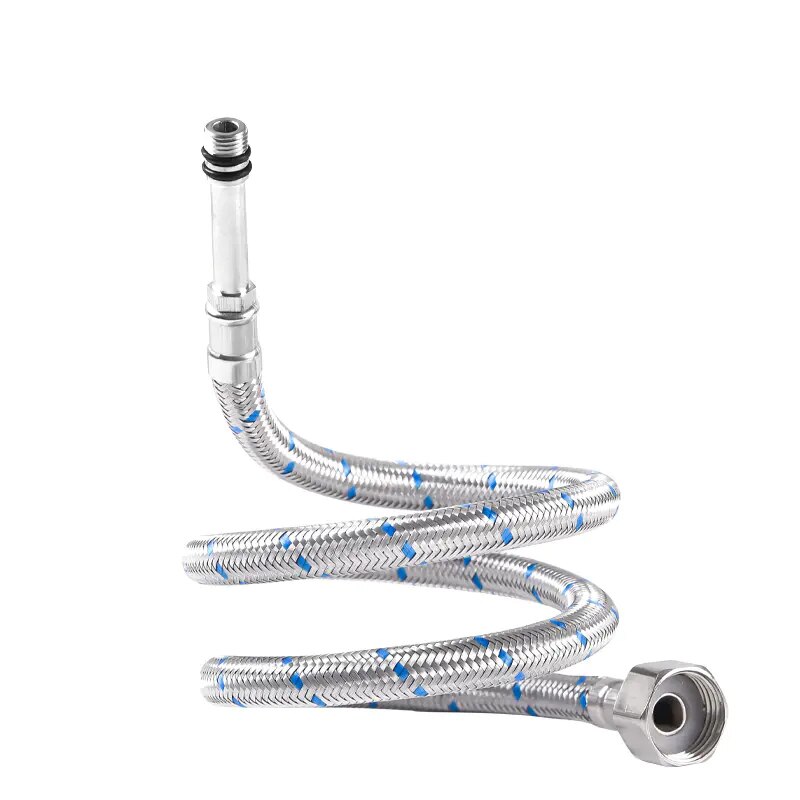 Faucet Inlet Pipe Kitchen Sink Basin And Cold Water Pipe Tip Pipe 304 Stainless Steel Red And Blue Braided Hose 2Pcs/Set