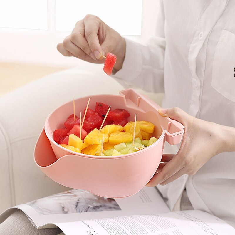 Kunststoff Platten Küche Platten Moderne Faul Snack Schüssel Kunststoff Doppel Schichten Lagerung Kasten Obst Snack Platten Heimat Zubehör