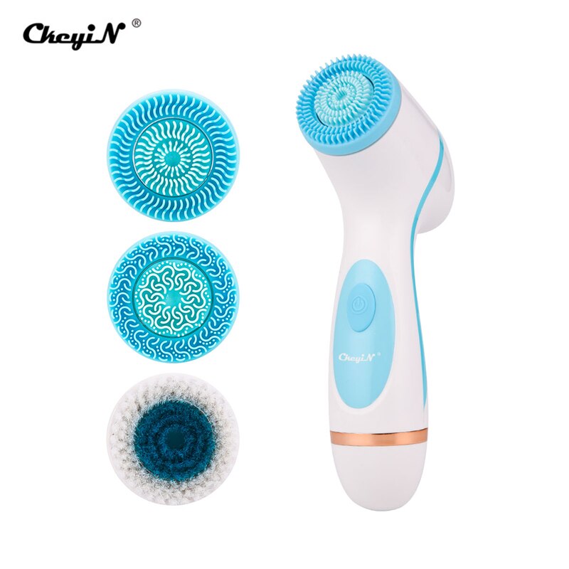 Limpiador Facial eléctrico 3 en 1, máquina limpiadora de rostro y poros de la piel, masaje de limpieza corporal, herramientas de limpieza: Azul