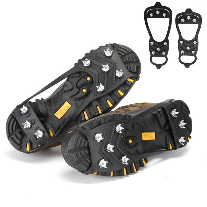 Crampones de escalada profesionales, 8 tachuelas antideslizantes, zapatos para caminar, acampar y nieve, agarre de punta, pinza de hielo para exterior, 1 par