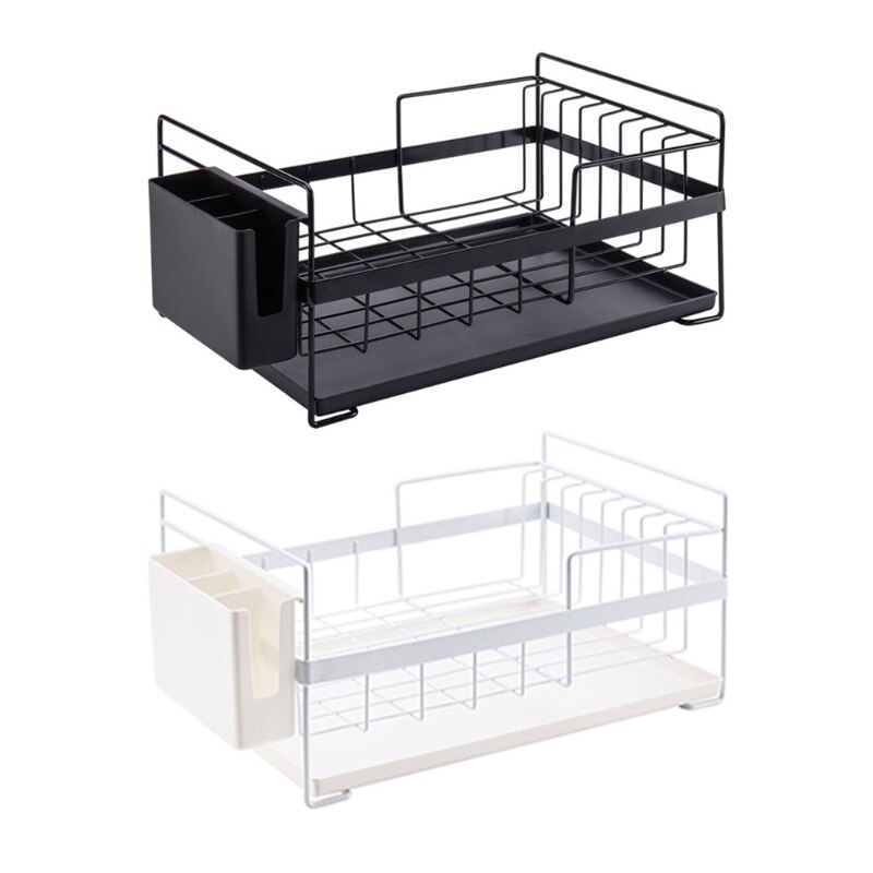 2-Tier Dish Drying Rack Stainless Steel Dish Rack with Drainboard Swivel Spout 72XF