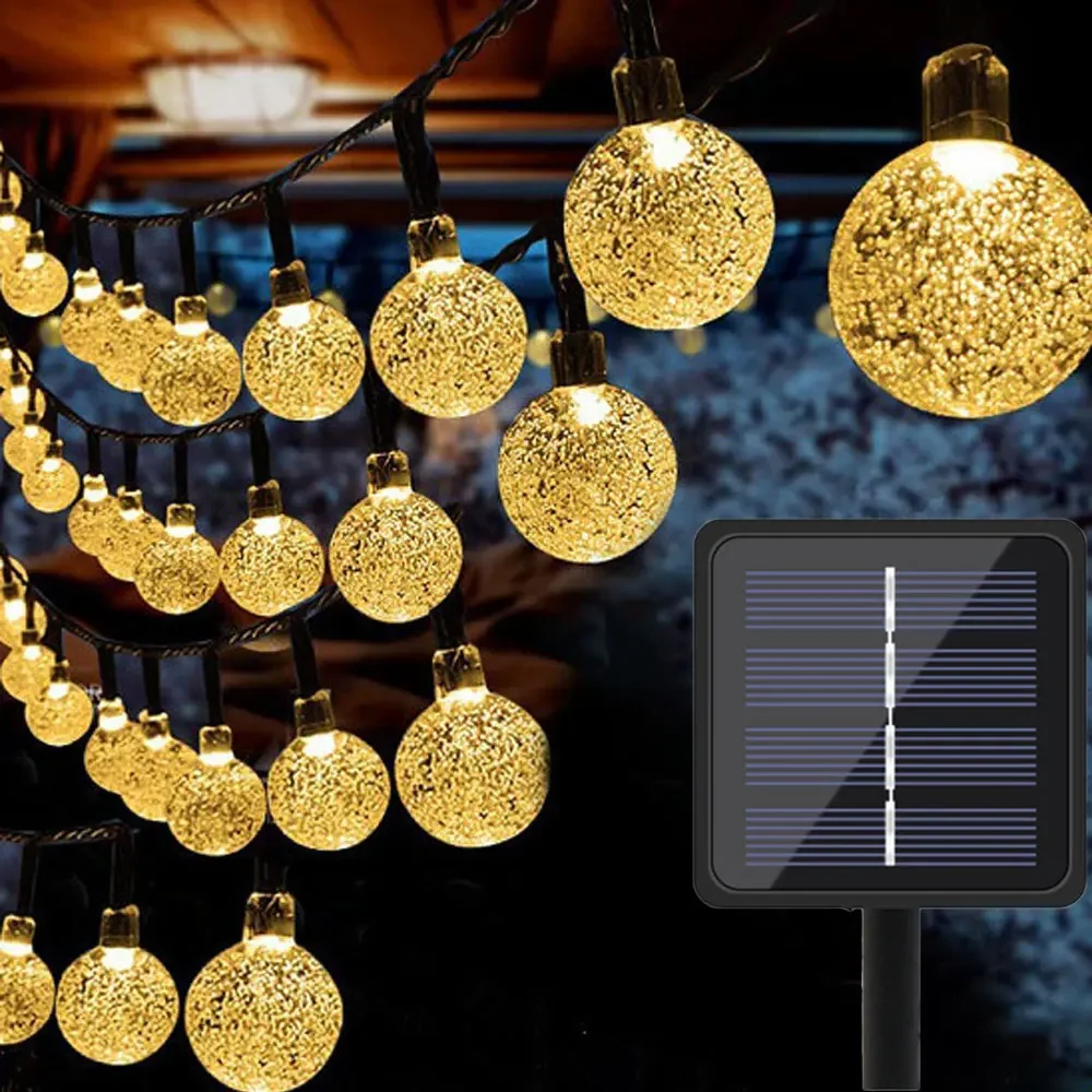 Weihnachts-Solar--Lichterkette für Höhle Außenbereich, Kristallkugel-Lichter mit 8 Modi, Terrassenlicht für Garten, Ramadan, Hochzeit, Party-Dekoration