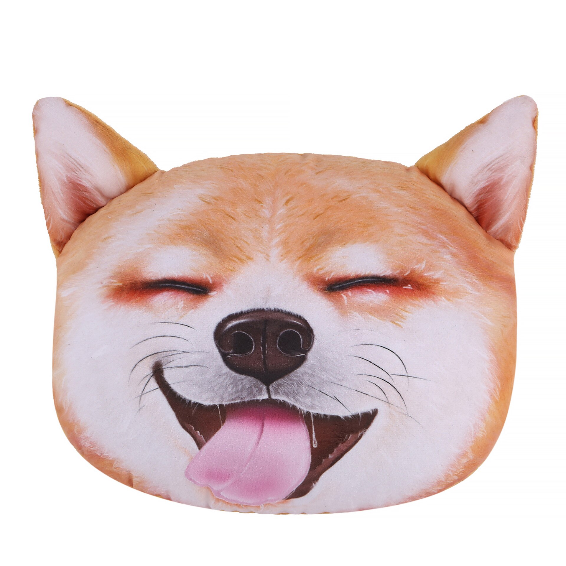 Neueste 3D Gedruckt Schnauzer Teddy Hund Gesicht Auto Kopfstütze Nacken Rest Auto Hals Kissen Mit Füllstoff: Shiba Inu B14