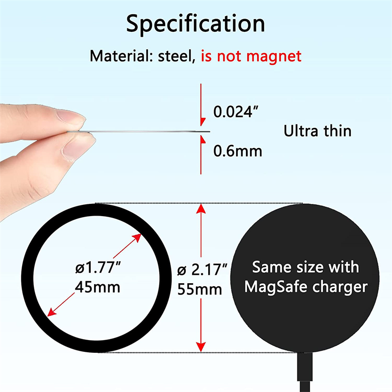 4PCS for Magsafe Wireless Charger Sticker for IPhone 13 12 Pro Max Mini Phone Metal Magnetic Macsafe Fast Charging Ring Holder