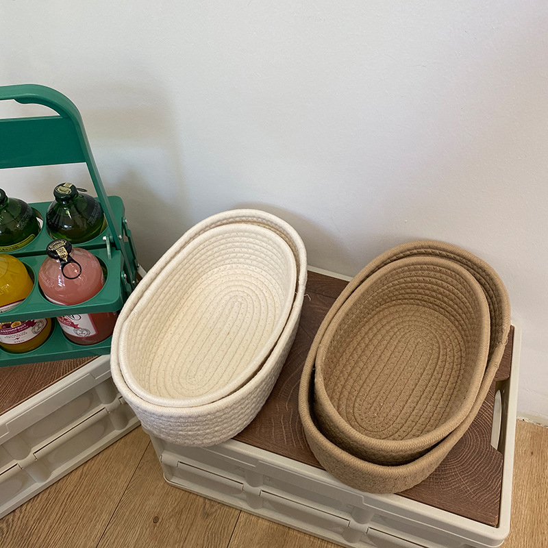 Hand Woven Storage Basket Storage Box Cosmetics Snack Desktop Sundries Storage Basket Cotton Rope Woven