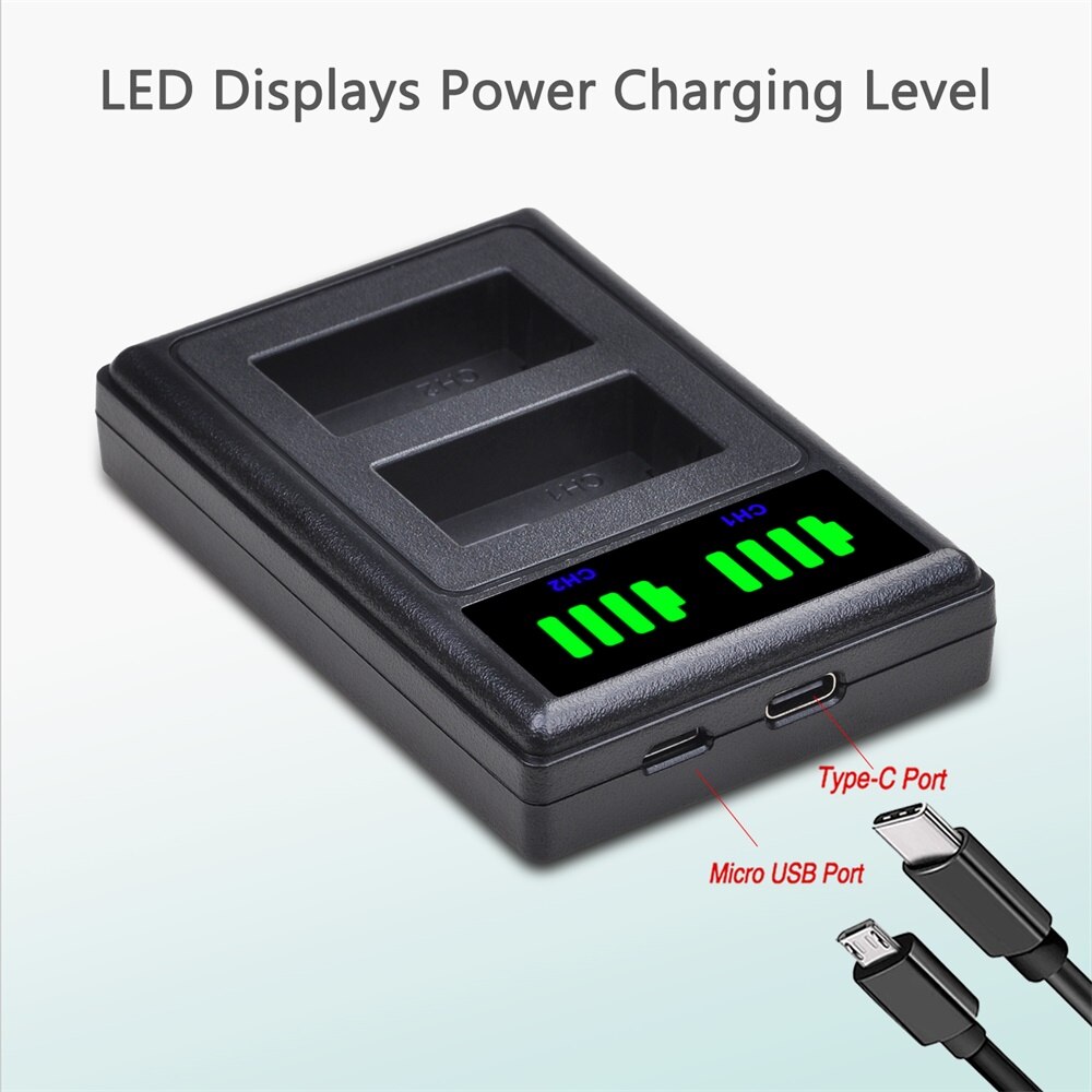 NB-7L Batterij 1800Mah NB7L Nb 7L Li-Ion Batterij + Led Dual Usb Oplader Voor Canon Powershot G10 G11 G12 SX30 SX30IS Digitale Camera