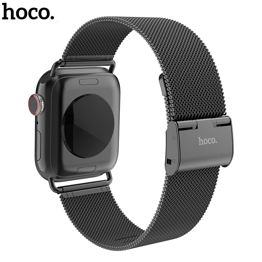 HOCO Milanese Schleife Edelstahl Strap für Apple Uhr Serie 1 2 3 4 5 Band Ersetzen Armband für iWatch 44/42mm 40/38mm Bands: Schwarz / 44mm 42mm