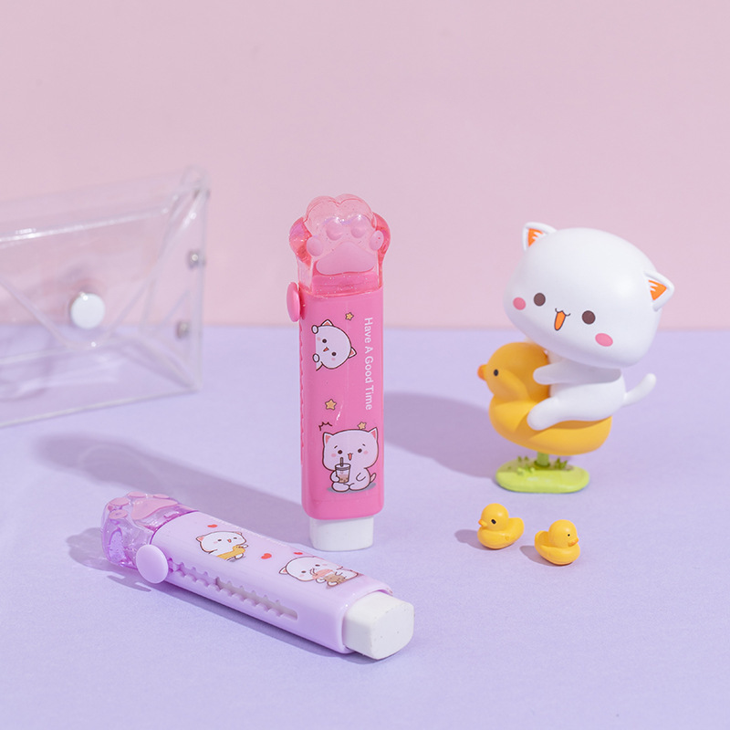 Gomme Portable Kawaii, propre sans miettes, chat, papeterie Kawaii, fournitures scolaires pour enfants