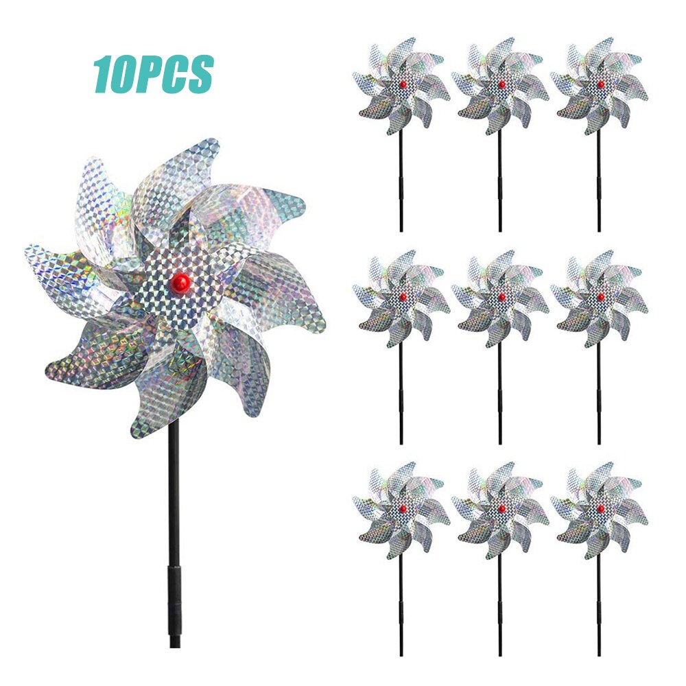10Pcs Bird Repellent Pinwheel Reflecterende Sparkly Pin Wielen Beschermen Tuin Plant Bloem Vogel Rpellent Windmolen Tuindecoratie
