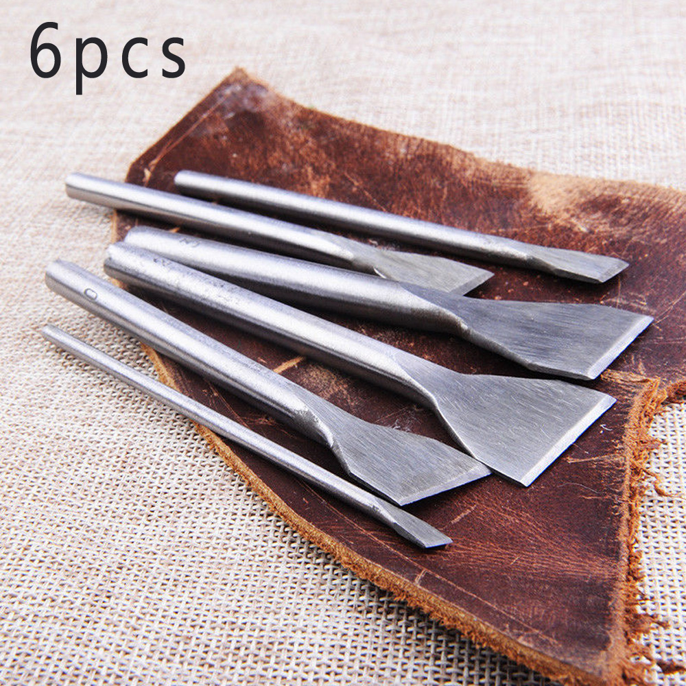 Herramienta de artesanía de cuero de 6 uds., punzón recto de acero DIY, accesorios de trabajo manual de artesanía, correa de cuero, correa de reloj, herramienta de costura