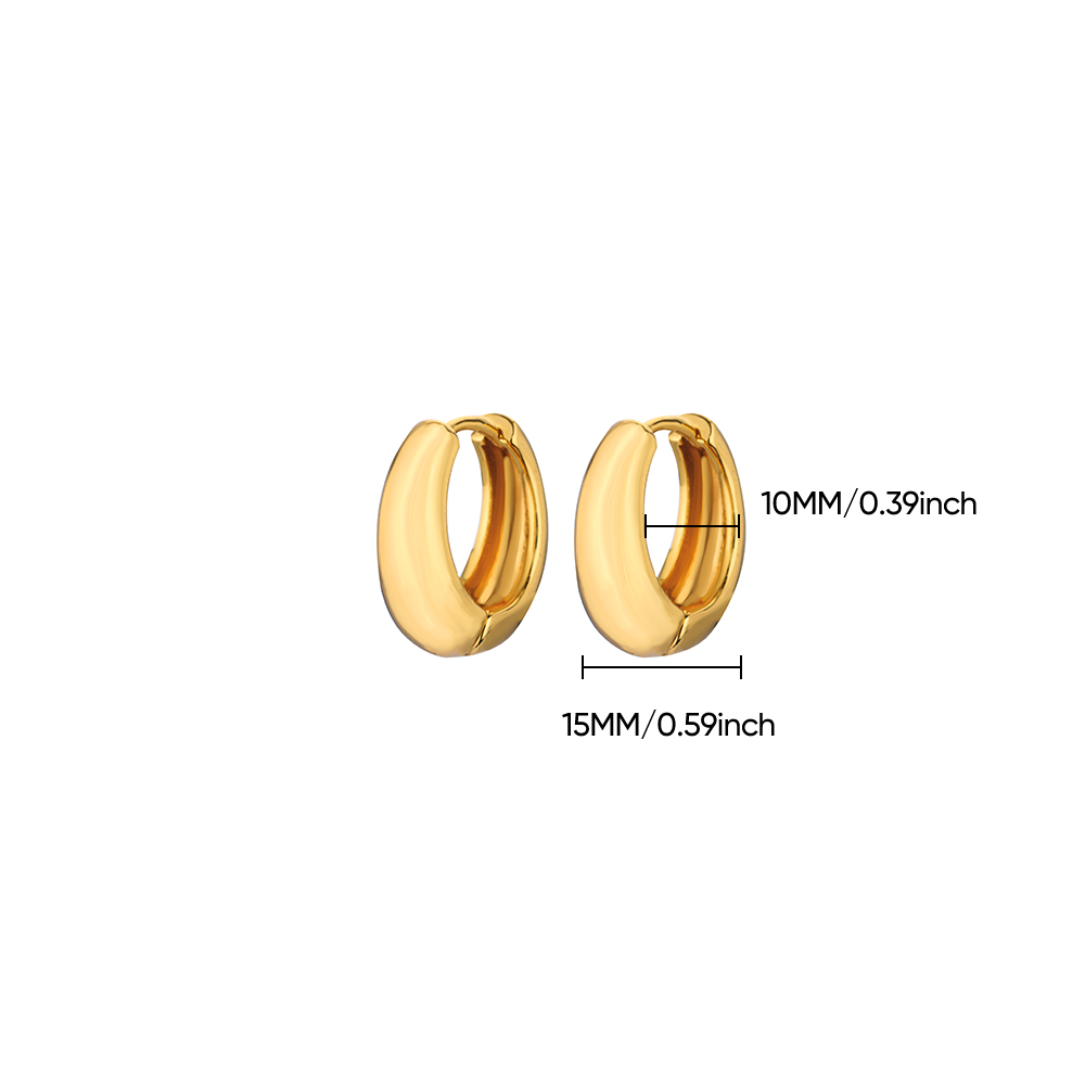 Pendientes de aro clásicos para mujer, Pendientes gruesos de acero inoxidable de Color dorado, tendencia 2025, nuevos en Pendientes minimalistas, aretes de joyería: Rodio plateado