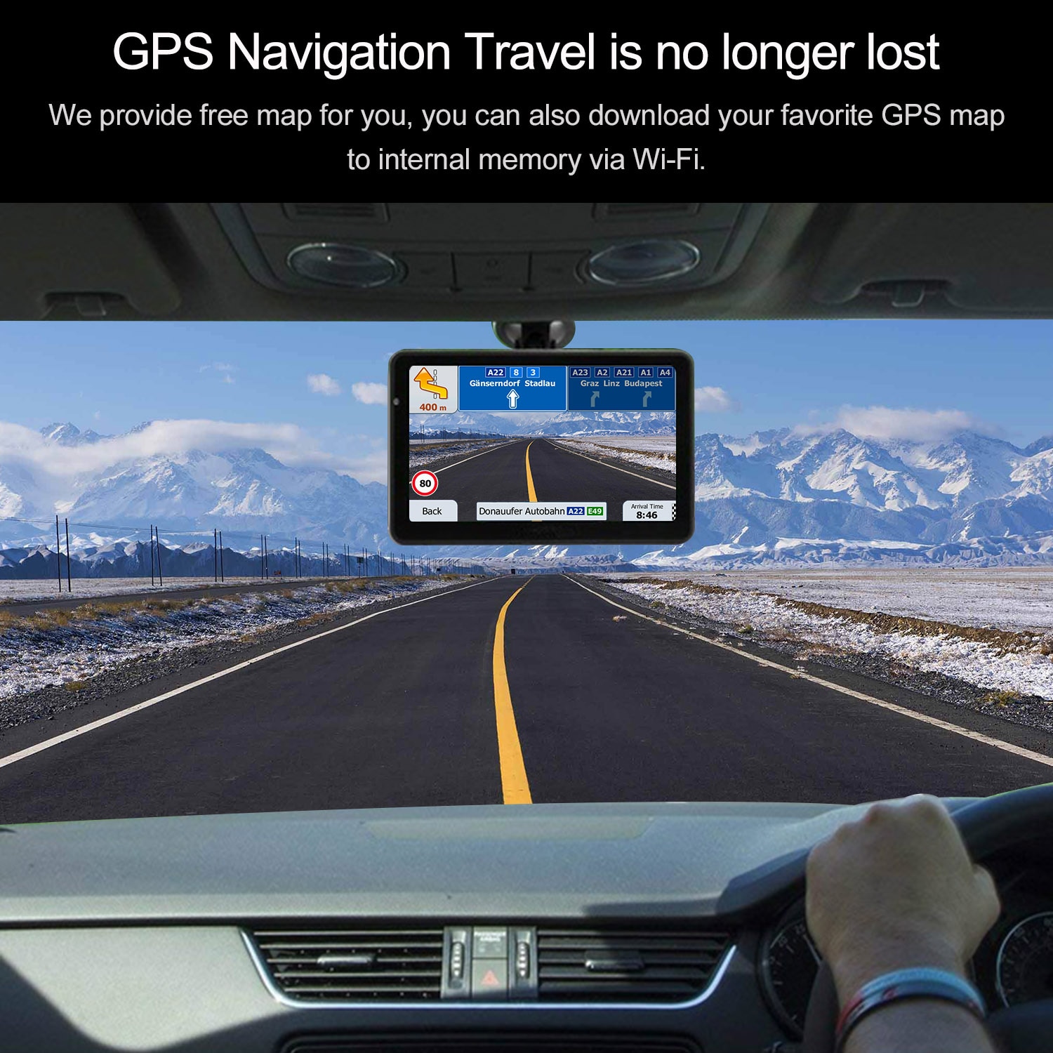 7 pouces HD voiture GPS Navigation 8G guidage vocal voiture GPS limitation de vitesse directionnelle alertes avec 3D amérique du nord/Europe cartes