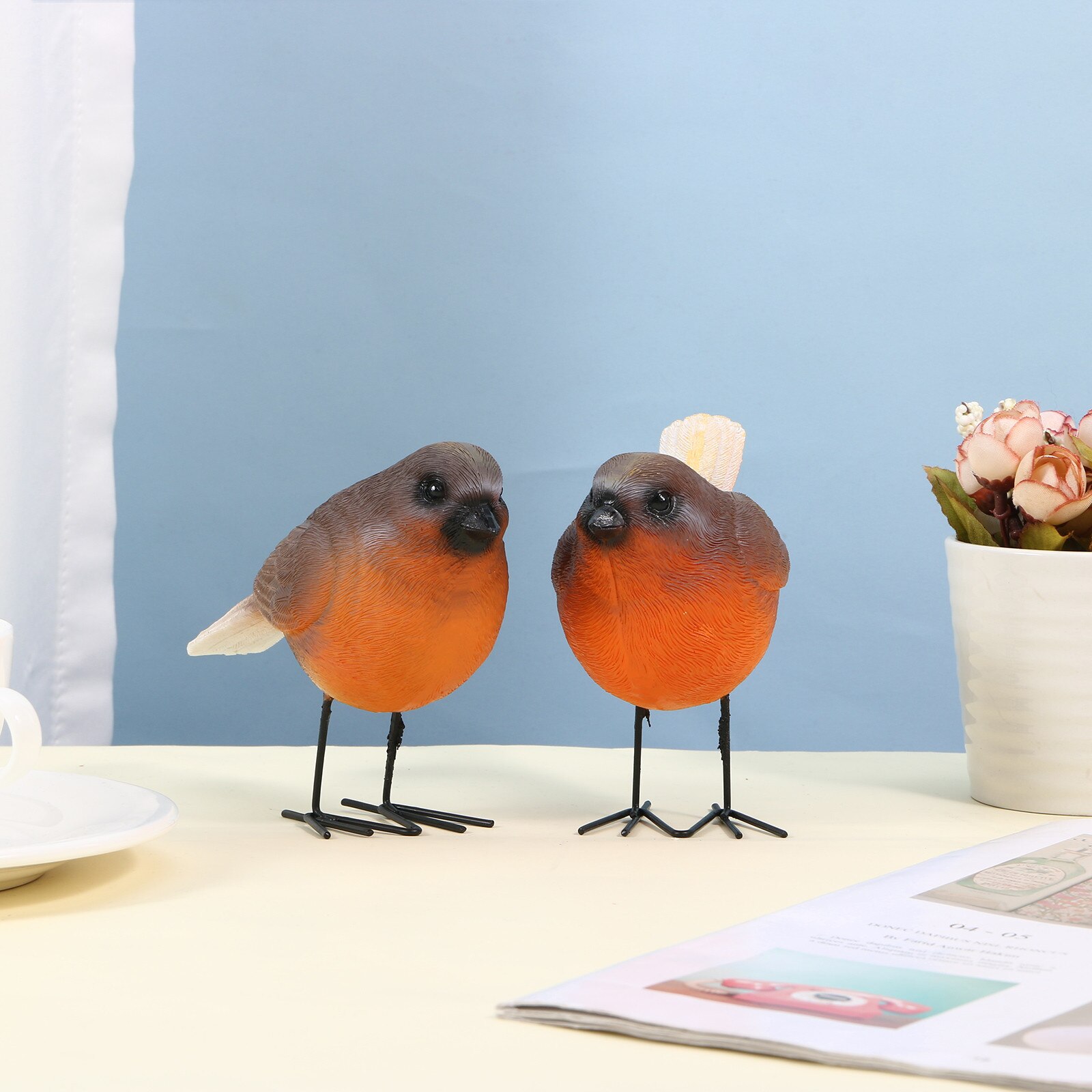 Lifelike Bird Statue Garden Sculpture Outdoors Ornament Home Decor Garden Bird Craft Statue Bird Resin Sculptures #Y10