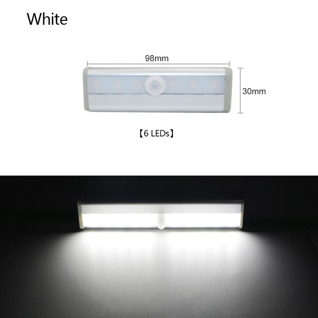 Motion Sensing Led: 6LED White light / USB Rechargeable
