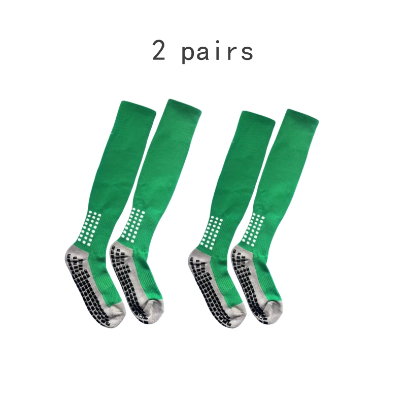 Rutschfeste Fußball-Kniestrümpfe, rutschfeste Fußball-/Basketball-/Hockey-Sport-Griffsocken, 2 Paar: green