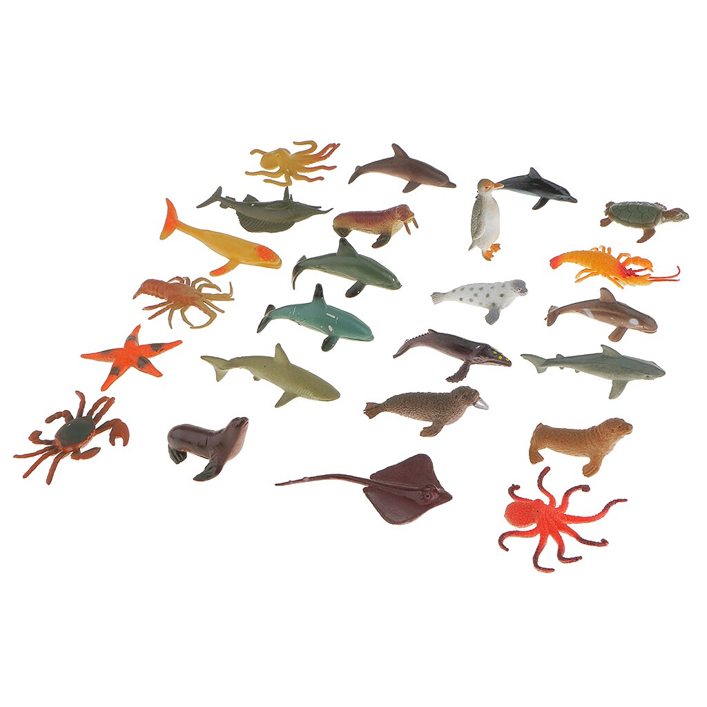 24Pcs Plastic Aquatic Marine Sea Animals Ocean Figure Kids Party Bag Fillers