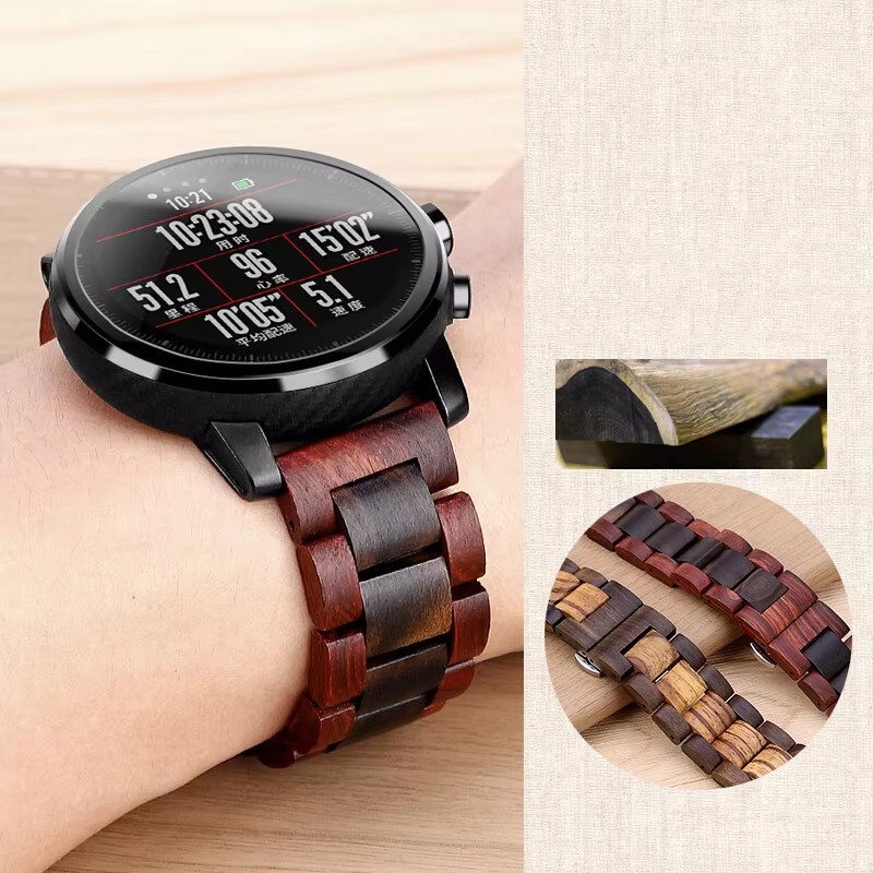 Correa de muñeca de madera para Xiaomi Huami Amazfit Bip/Bip S U GTS 2 GTR 47MM Stratos 3/2/2S correa de reloj reemplazar correas accesorio 20 22mm