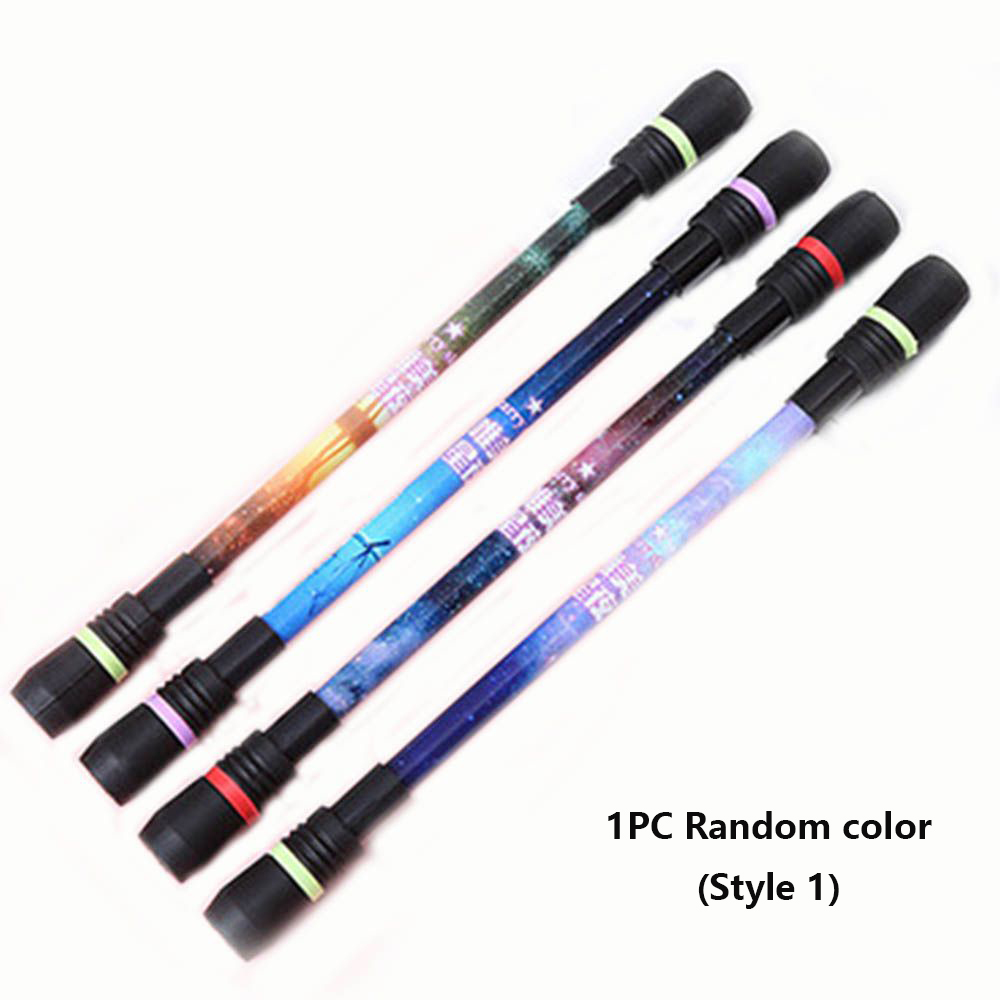1PC Spinnen Kuli Kreative Gelegentliche Blitz Rotierenden Spielen Gel Stifte Schüler Spielzeug Freisetzung Druck Komfortable Penspinning Stift: E-1PC zufällig a