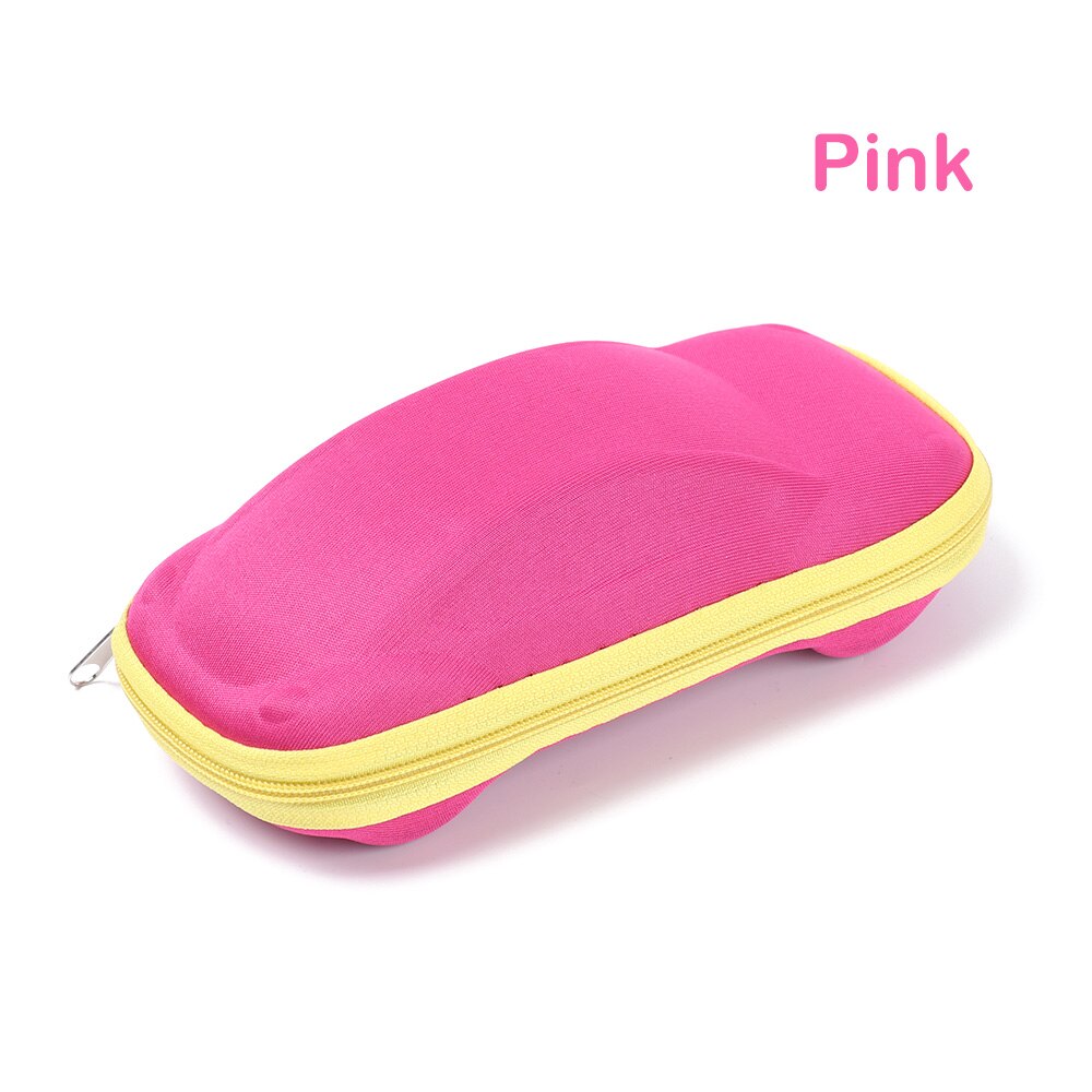 1 stuks kinderbrillenkoker met hard frame, draagbare zonnebril, leesbrillendoos, autovormige brillenkokers, brillen: Roze