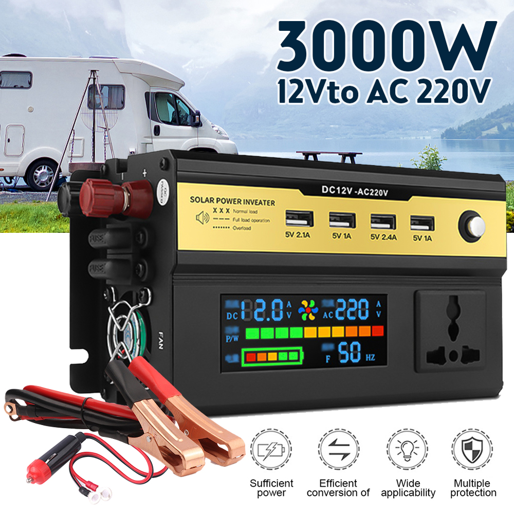 Sine Wave Inverter 6000W 5000W 4000W 3000W DC 12V/24V To AC 220V Portable Power Voltage Converter Car Solar Inverter: Glod