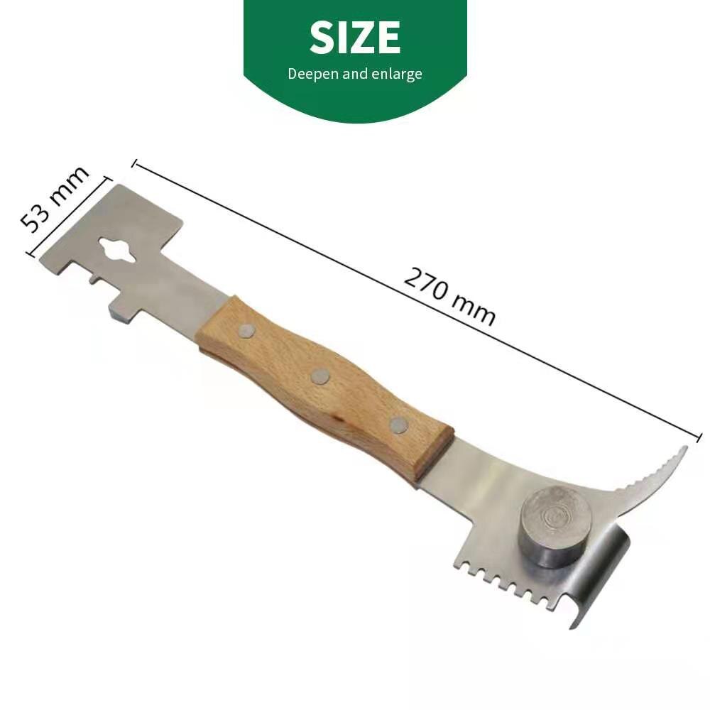Multi-Functionele Bijenkorf Schraper Zeven-Purpose Imker Schraper Bijenteelt Tools Met Rvs Duim Soort Houten Handvat
