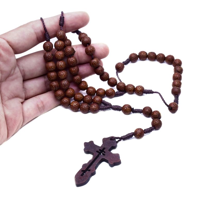 Håndlavede mænd kryds katolske rosenkrans perler vedhæng halskæde religiøs kæde charme